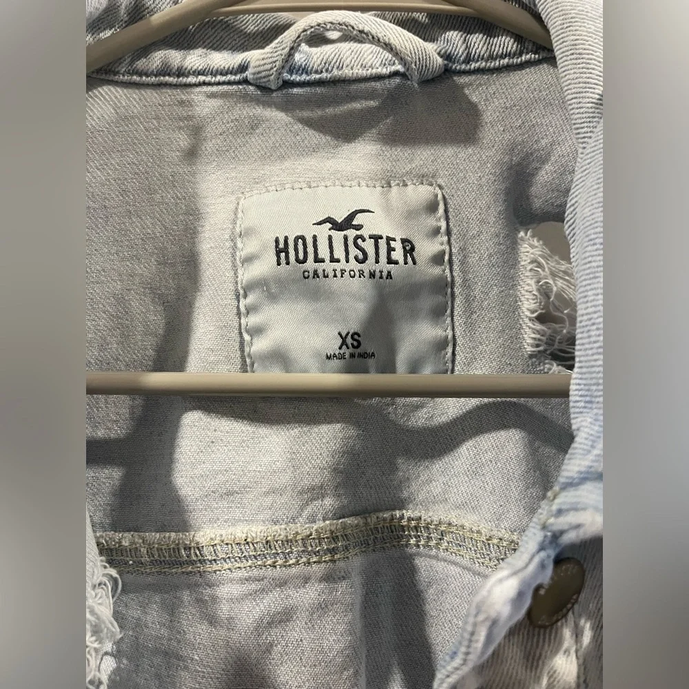 Hollister Light Wash Blue Distressed Denim Jacket